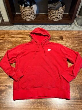 Nike Red Hoodie with White Swoosh